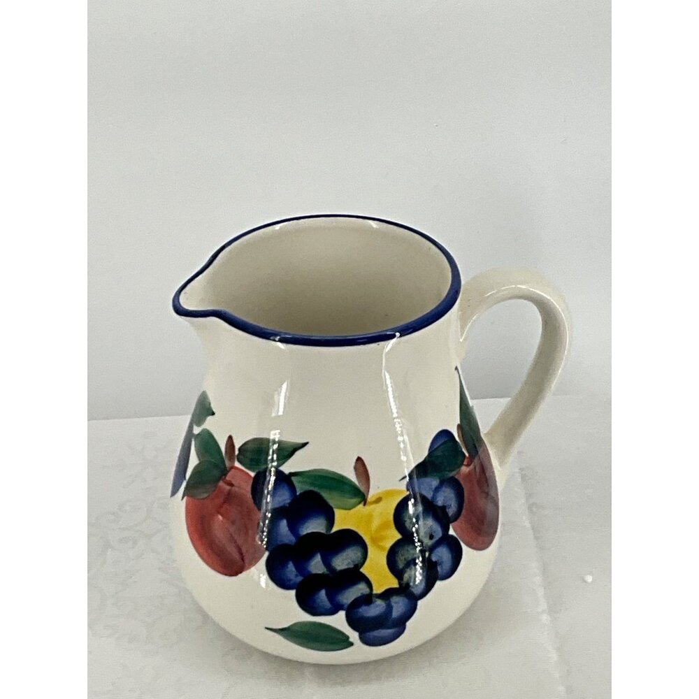 Hand-Painted Dansk Ceramic Pitcher With Fruit Design Made In Italy